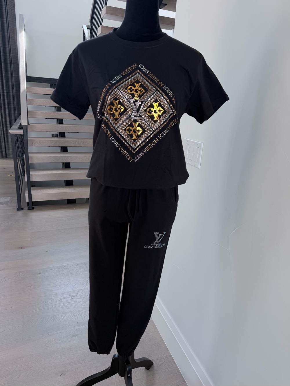 2 Piece Black Jogger Set with a matching Tee size S